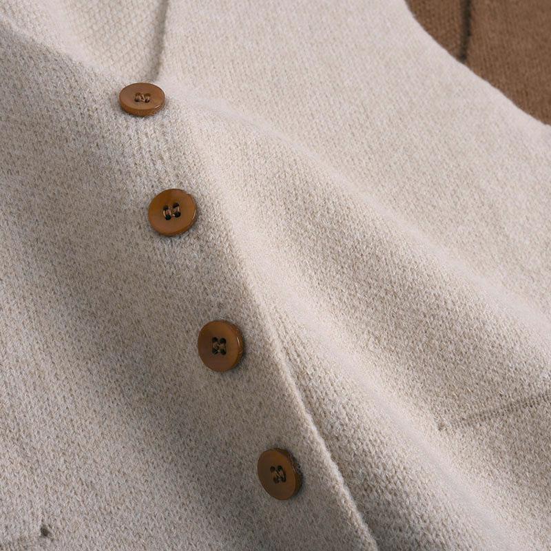 Korean Version of the Solid Color Inner Waistcoat Autumn and Winter Jacket, V-neck Single-breasted All-match Soft Suit Knitted Vest Women 078J10