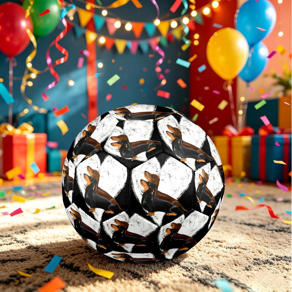 1pc Love Between Dogs Theme Soccer Ball Football, Size 5, Lightweight PVC, Outdoor Training Soccer Ball,Gift J6147