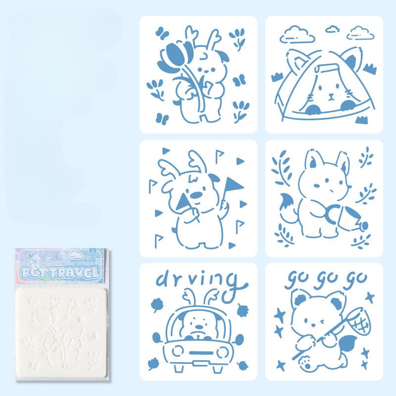 6pcs/set Floral Butterfly Stencil Templates for Scrapbook Wall Small Creative Design DIY Decor Stencils for Painting and Decor