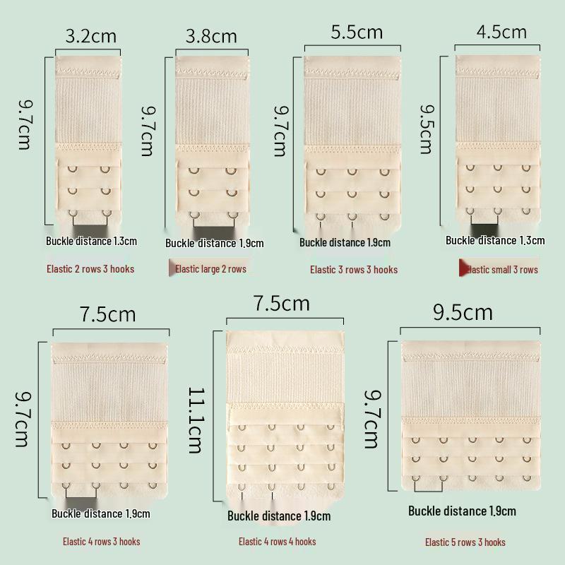 Elastic Bra Extender with Stainless Steel Hooks - Universal Full-Size Bra Back Closure