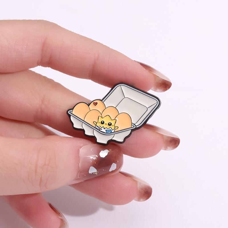 Cartoon Egg Enamel Pins Anime Brooches Metal Backpack Clothing Lapel Badge Jewelry Gifts For Kids Friends