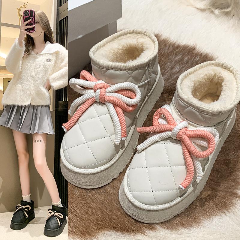 

Женские зимние зимние ботинки на подкладке из искусственного меха, уличные противоскользящие ботильоны из искусственной кожи на толстой подошве, теплые повседневные короткие ботинки с плюшевой подкладкой для женщин