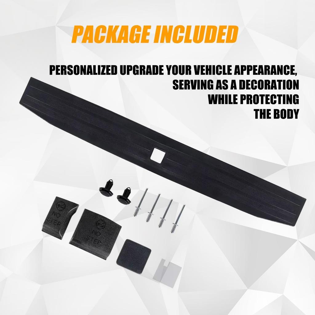 RANSOTO Tailgate Molding Trim Compatible With 2017- Ford F250 F350 F-250 F-350 Super Duty Flexible Flex Step Rear Center Truck Spoiler Protector