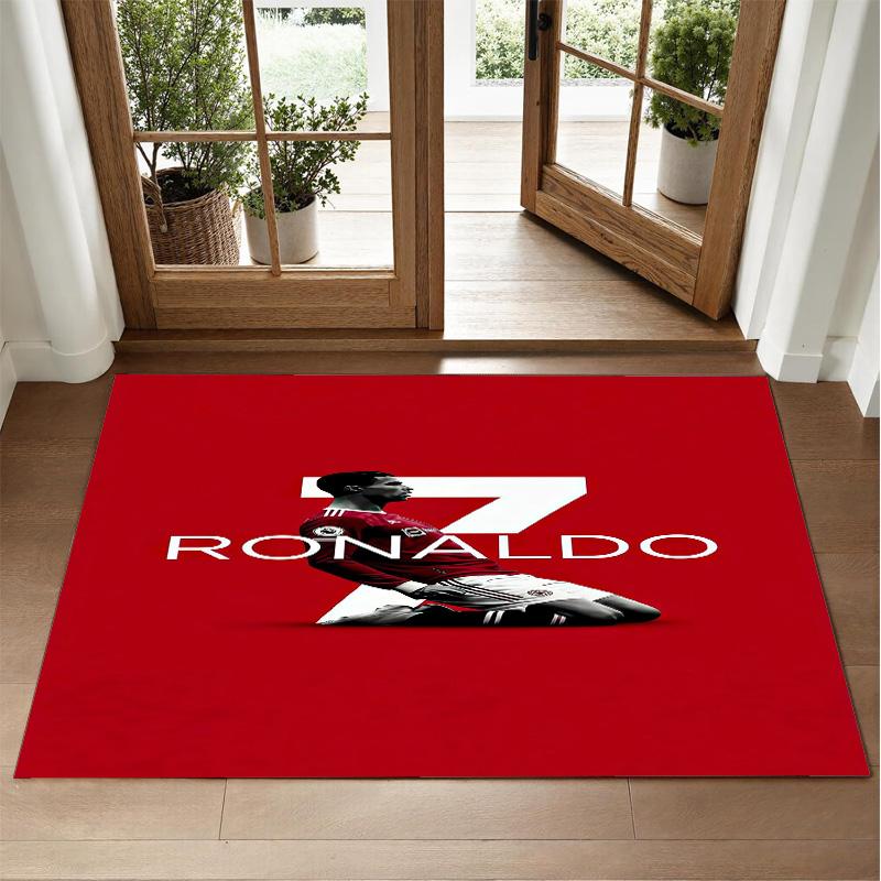 Cristiano Ronaldo Design Crystal Velvet Rug Soft Decorative Mat for Bedroom Entrance