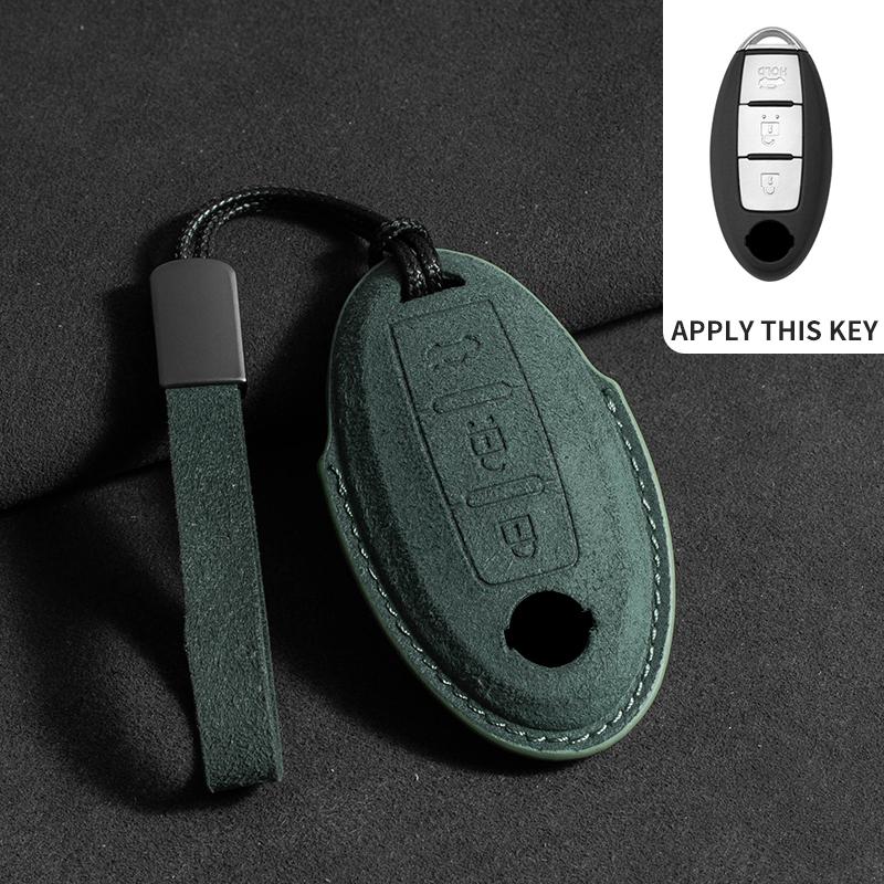 Suede Car Key Case For Nissan Rogue XTrail T32 T31 Qashqai J11 J10 Kicks Tiida Pathfinder Murano Juke Sentra Maxima Rogue Armada