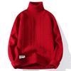 Men's Thick, Warm, High-Neck Sweater for Fall/Winter: Relaxed-Fit, Loose-Fitting Cable-Knit Sweater