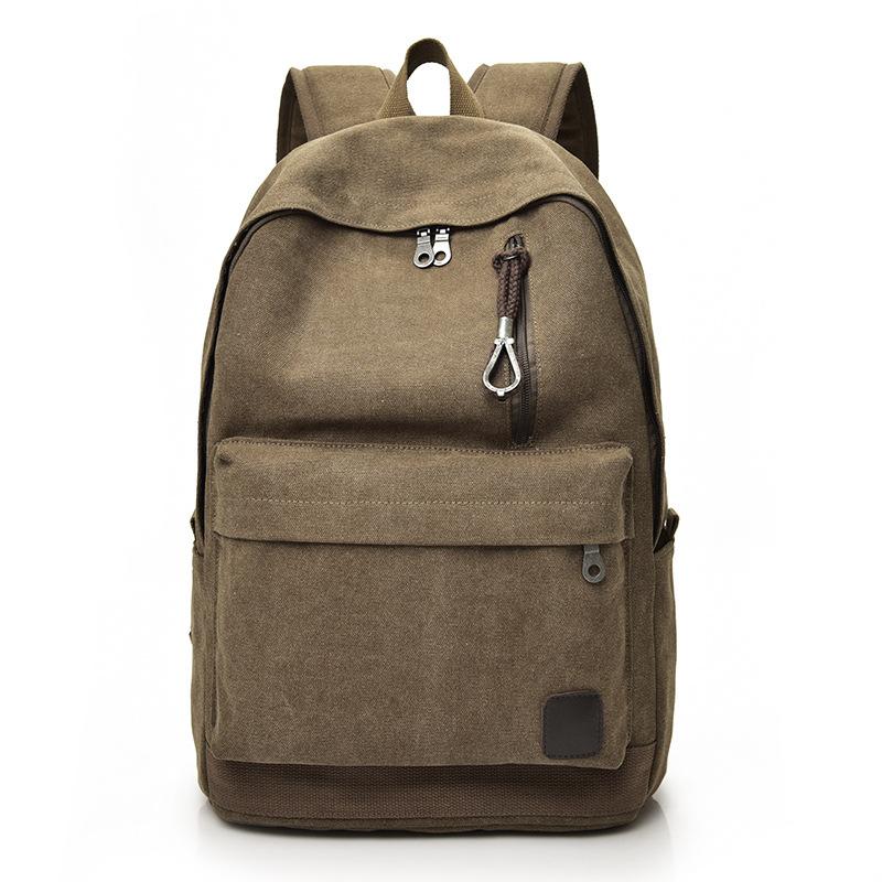 

Fashion Backpack Men S Trendy Canvas Bag Retro Travel Bag Junior High School Student Schoolbag Large Capacity Casual Backpack темно-коричневого кольору