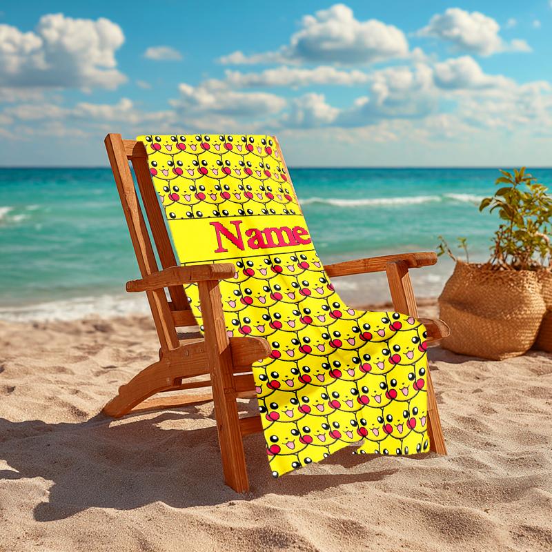 Personalized Customized Proof Beach Towel with Pokémon Pikachu Pattern - Soft, Absorbent,quick-drying,perfect Swimming,camping&bathing
