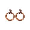 Maillard Resin Bamboo Silver Needle Round Earrings: Retro Autumn/Winter Fashion, Simple Niche High-End Dangle Jewelry.