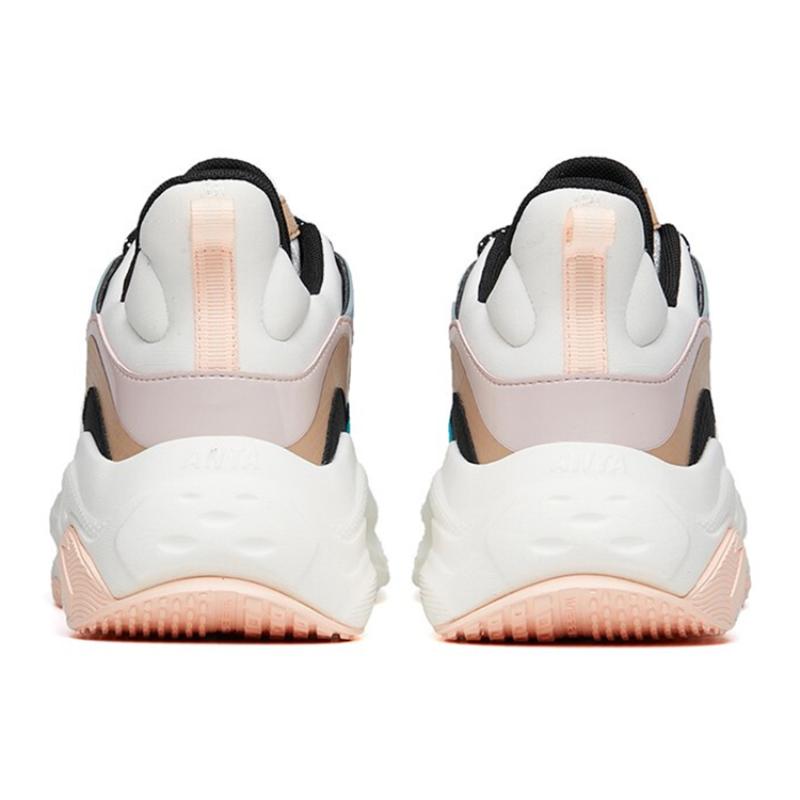 Anta Chunky Sneakers Women's Low Top Lotus Gray/Ivory White/Black Sneakers 122218812-4