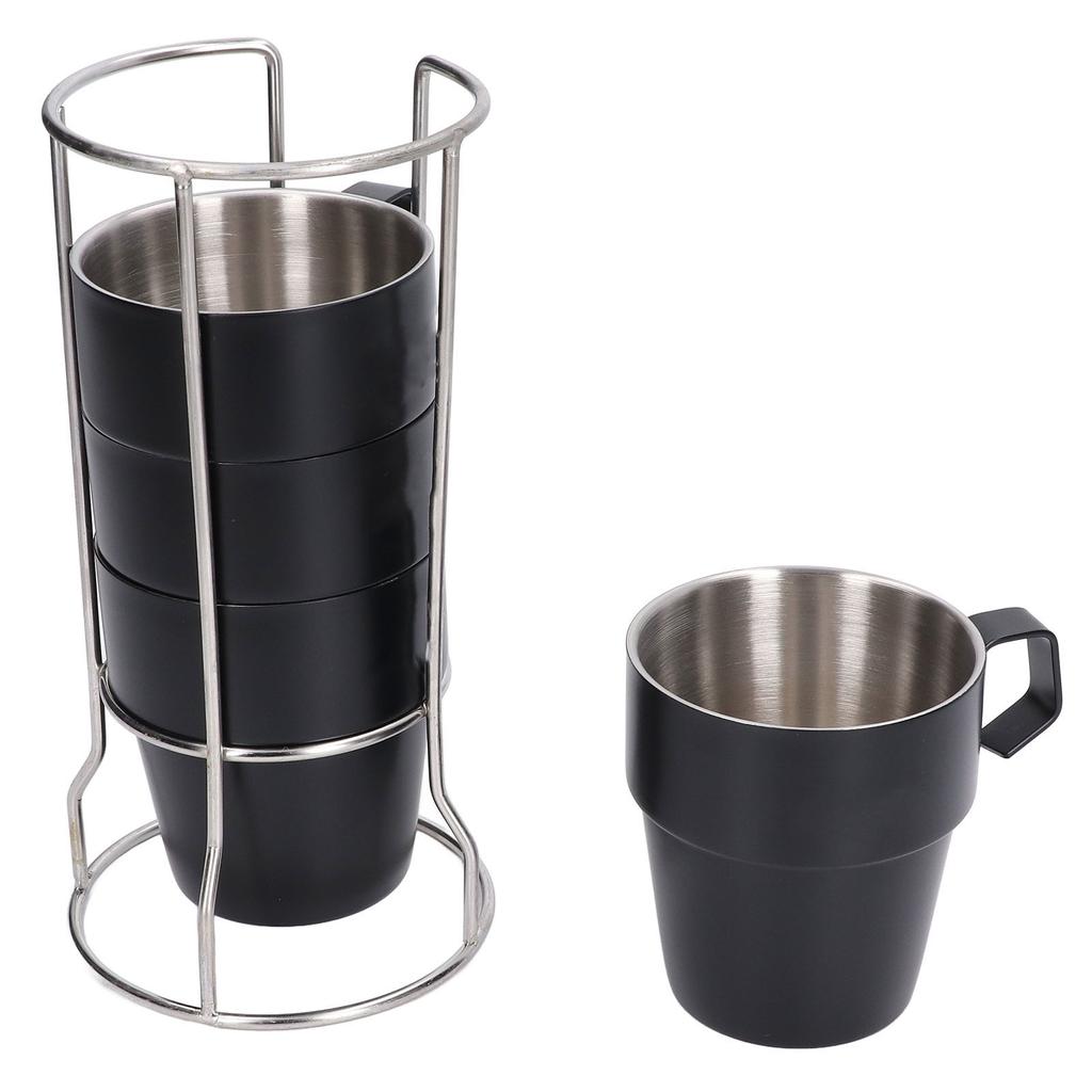 4PCS/Set 300ml Stainless Steel Coffee Cup Thickened Heat Insulation Double Layer Vacuum Coffee Mug