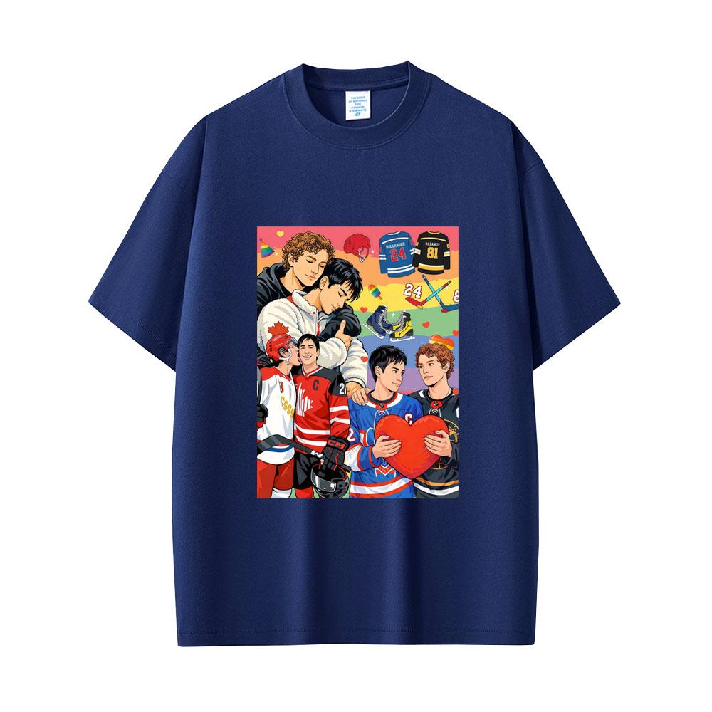 Heated Rivalry Shane Hollander Ilya Rozanov Print Tshirt Men Women Oversized Crewneck T Shirts Male Fashion Vintage Streetwear