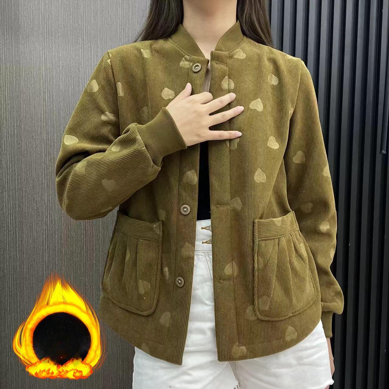 

Повседневное Универсальное Осенне-Зимнее Мамино Хлопковое Пальто Утепленное Флисовой Подкладкой, Утолщенное, Куртка в Стиле Бейсбол для Женщин Среднего и Пожилого Возраста 5XL дубильная кора