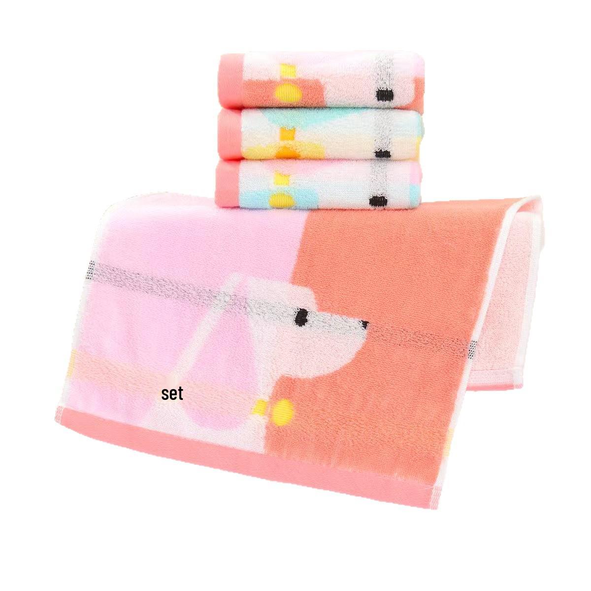 Children s Pure Cotton Cartoon Towel - Cute Bear, Sailboat, Mickey Design for Kindergarten Duck Red-Orange
