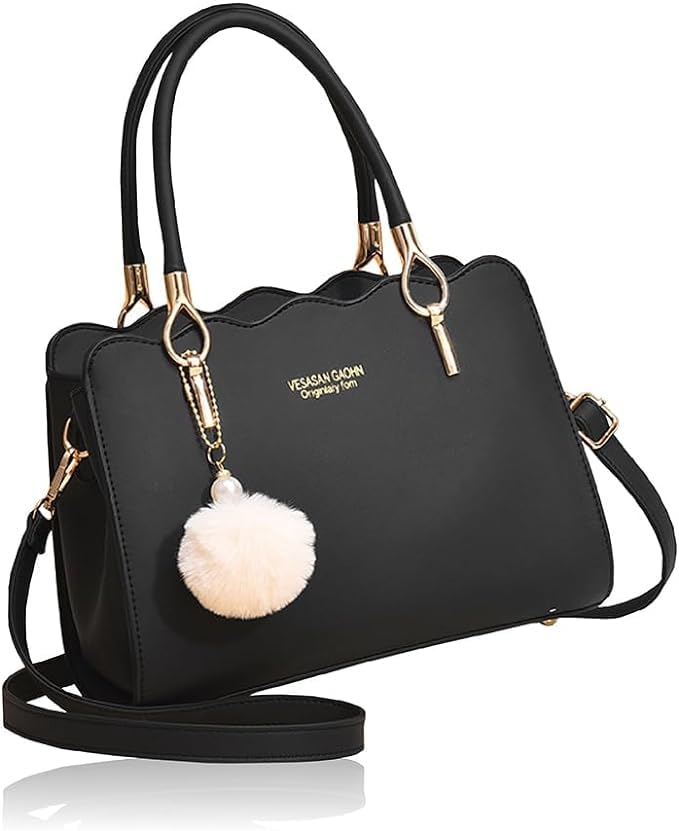 

NAKACHI Formal PU Leather Women s Handbag, Crossbody/Shoulder Bag, 2-Way, (Black) чорний