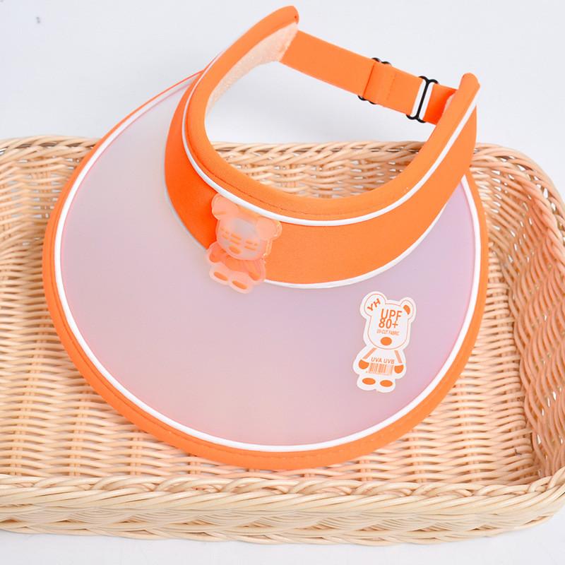 

Sun Protection Kids Hat With Featuring A Cartoon Glowing Bear Large Brim For Outdoor Play Summer помаранчевий