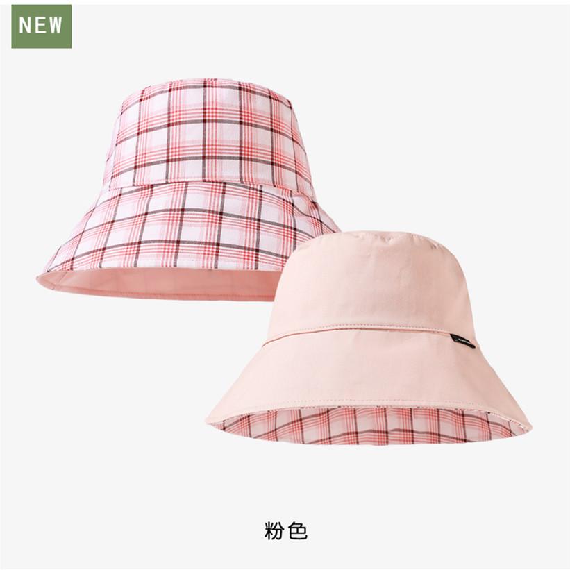 Korean Literary Plaid Double-sided Solid Color Fisherman Hat Versatile Casual Girls Sun Protection Caps