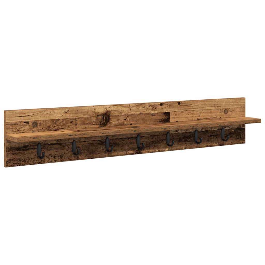 Wall mounted nightstand rustic wood look 100 x 10.5 x 18 cm