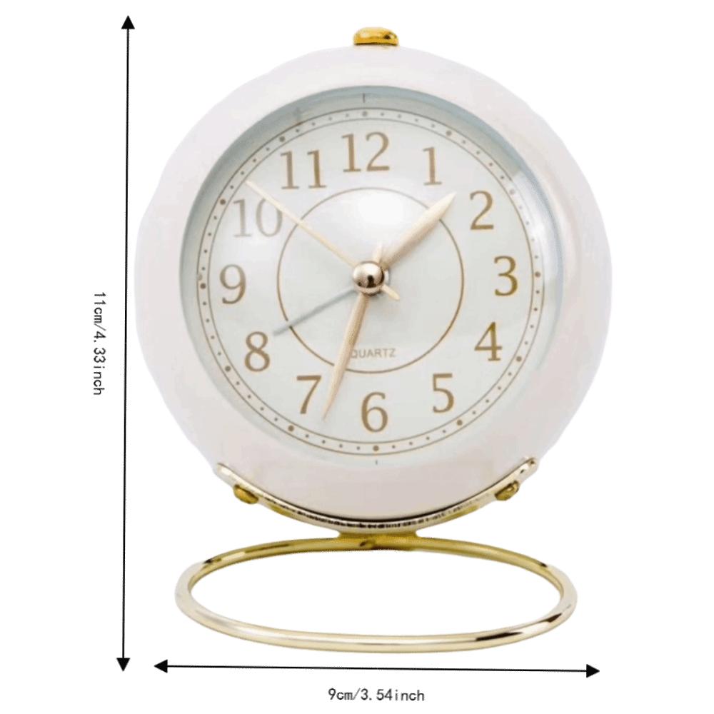 ABS Round Alarm Clock 3.54x4.33in Quartz Alarm Clock Cute Tabletop Clock  For Bedroom