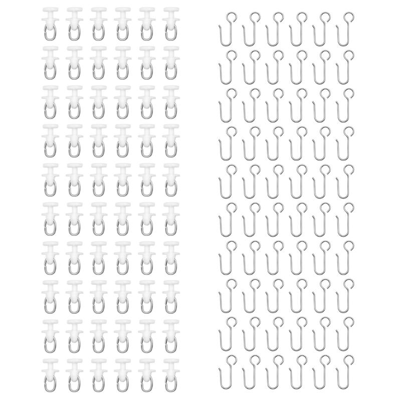 120 STÜCKE Deckenmontierte Vorhangschienenrolle Weiß Leichtgängige Gleiter Haken für Zuhause und Büro