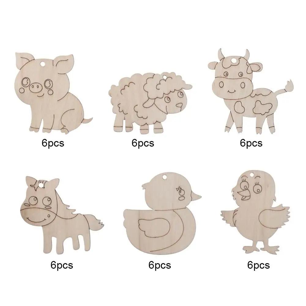 DIY Crafts Wooden Wooden Cutouts Animal Black Farm Animals Paint Crafts Home Decor
