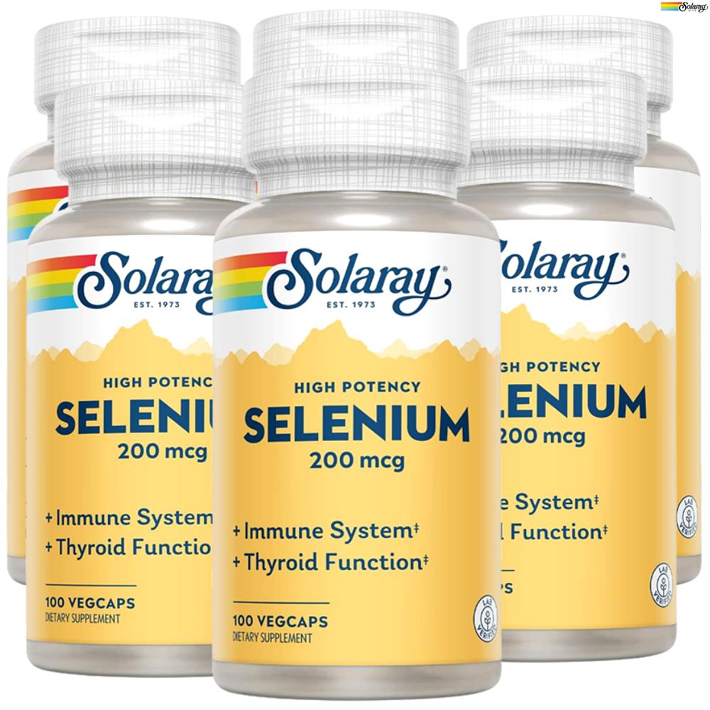 Solaray High-Potency Selenium 200mcg Veggie Capsules 100 Tablets 6 pcs