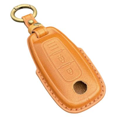 YANMW Sakura Key Case Compatible Nissan Aria Key Cover New Model X-Trail Smart Key Case, Genuine Leather, Braun