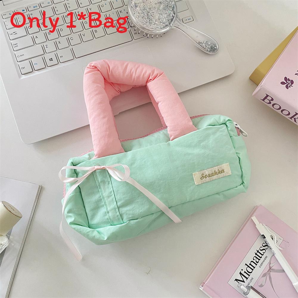 Style Color Block Pencil Case Large Capacity For Girls Travel Storage Bag