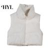 Cotton Waistcoat Winter Women Vest Coat Stand Collar Neck Protection Thickened Padded Zipper Closure Cold Weather Cardigan Sleeveless Solid