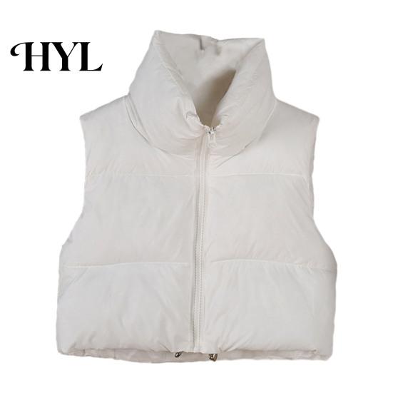 Cotton Waistcoat Winter Women Vest Coat Stand Collar Neck Protection Thickened Padded Zipper Closure Cold Weather Cardigan Sleeveless Solid