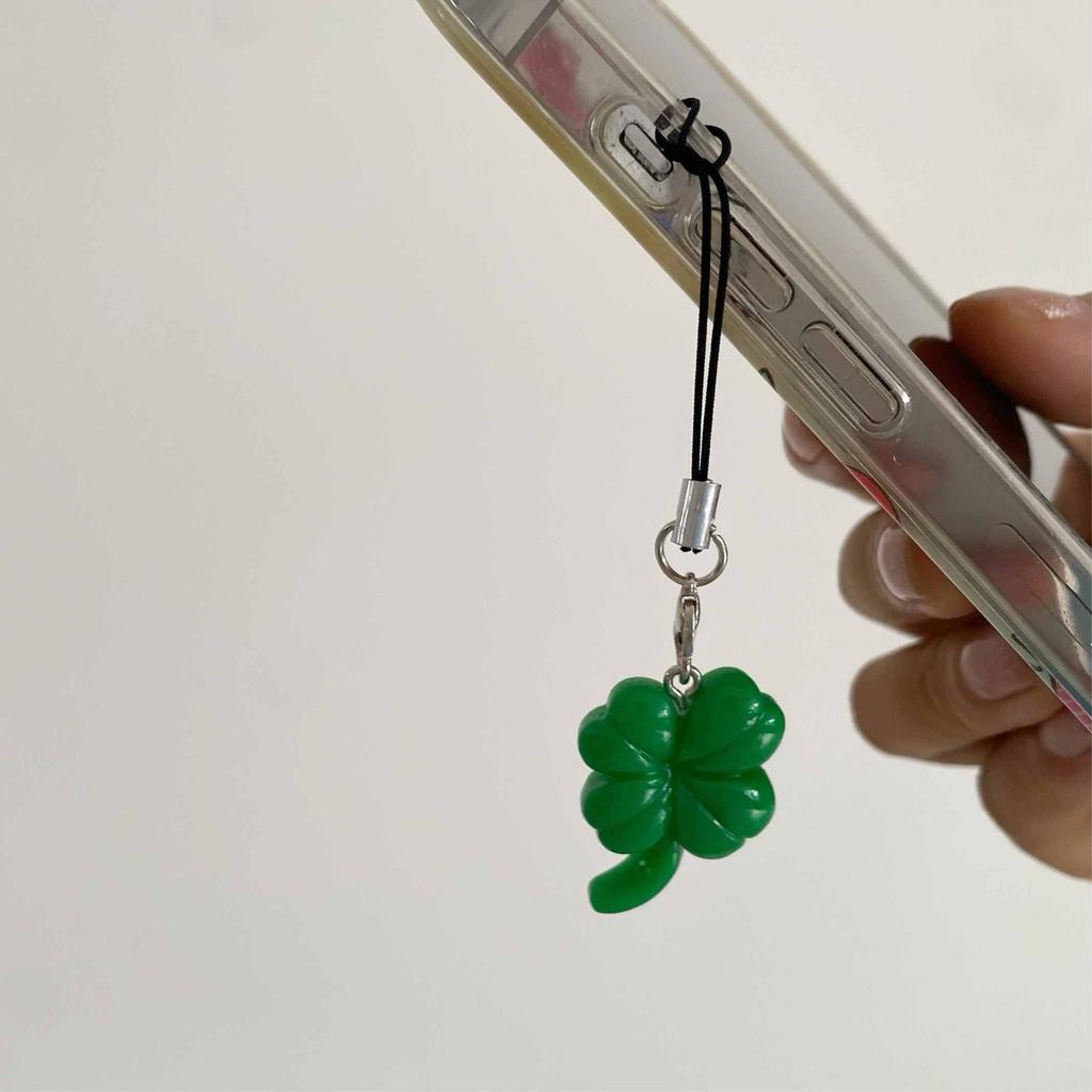 Original Green Leaf Lucky Phone Charms Pendant Cute Keychain Accessories For iPhone 12 CCD Camera Schoolbag Ins Korea