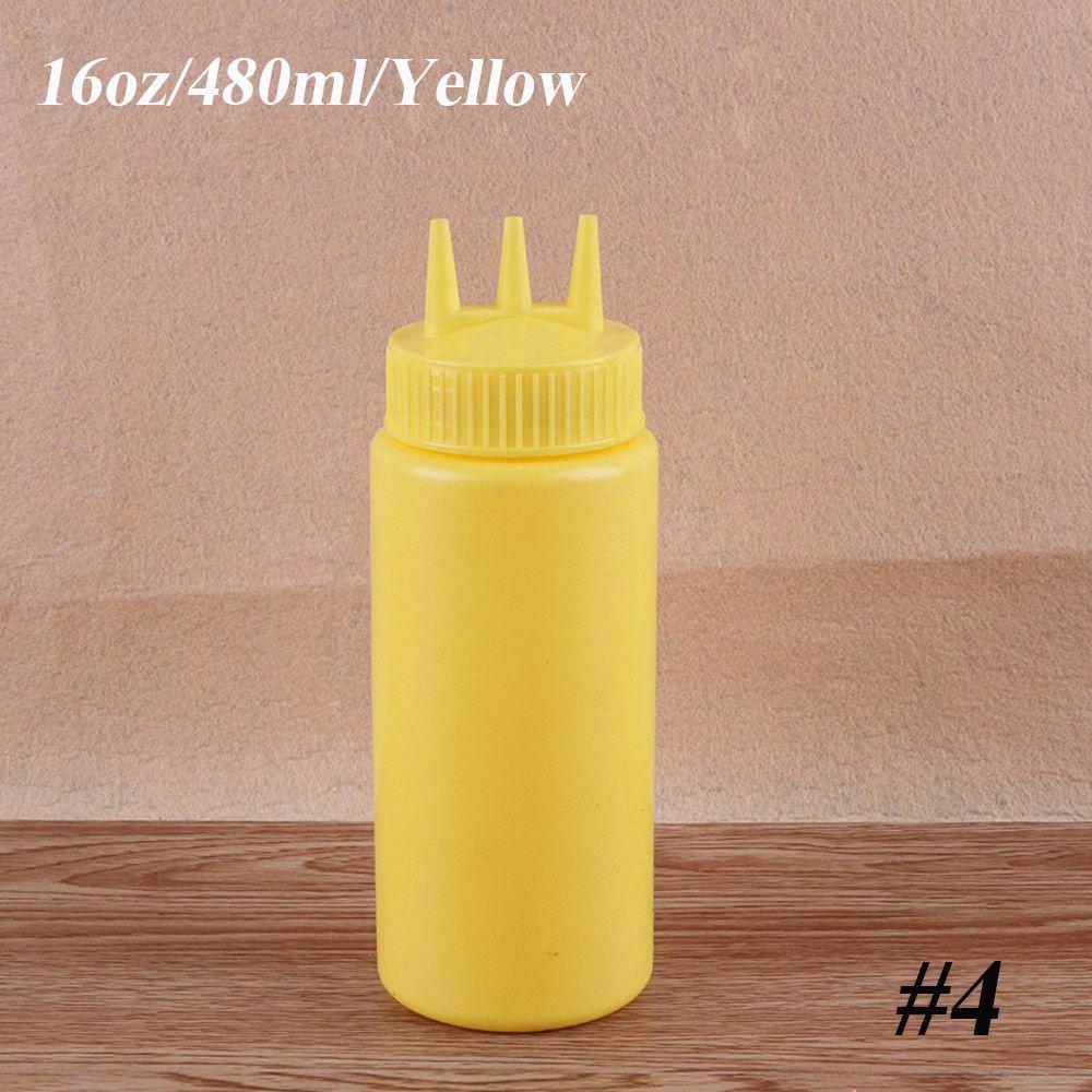 

Kitchen Condiment Vinegar Oil 3 Hole Cruet Bin Squeeze Bottle Dispenser 16oz/480ml жовтий