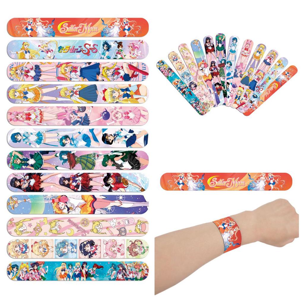 Sailor Moon & Kirby Cartoon Anime Slap Bracelet & Pat Pat Ring Party Accessory for Kids