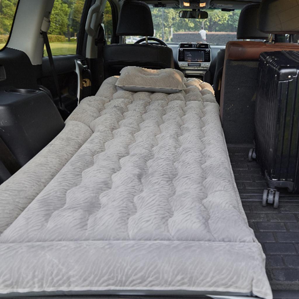 Multifunkční nafukovací cestovní matrace 2-v-1 PVC semišový měkký polštář na spaní pro auto SUV