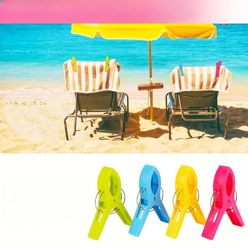 4Pcs Bright & Sturdy 4-Pack Beach Towel Clips: Secure Towels Firmly, Multi-Use & Wind-Resistant – Solves Blown-Away Problems!