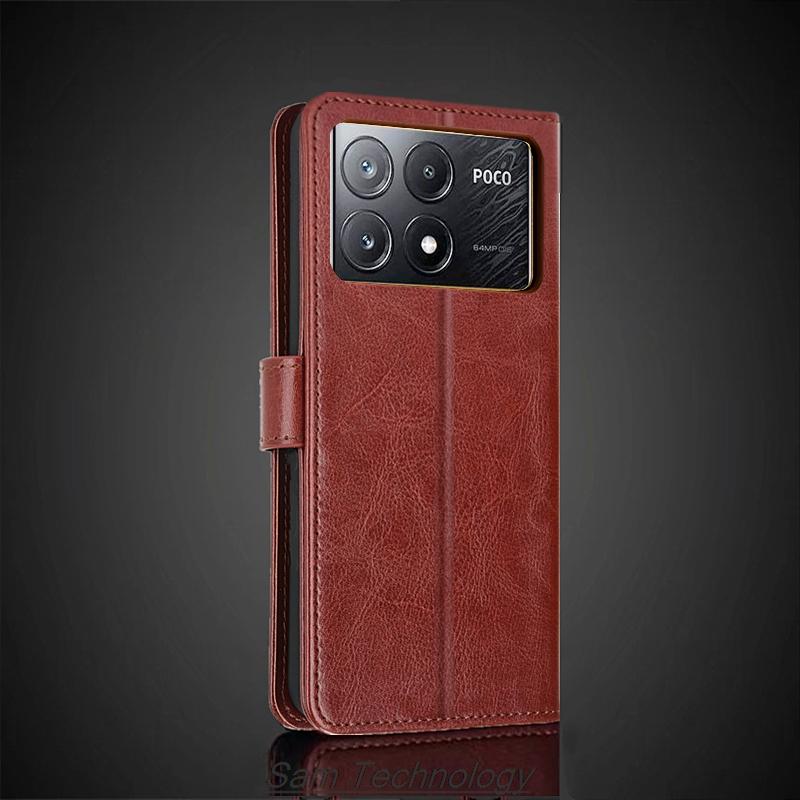 Funda Cubierta Tarjetero para Xiaomi POCOPHONE POCO X6 Pro 5G Cuero PU Tapa Abatible Retro Billetera Funda de Teléfono Business Fundas Coque