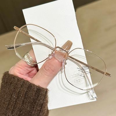 New Retro Anti Blue Light Glasses Women Men Myopia Glasses Frame Polygonal Literary Style MH9034