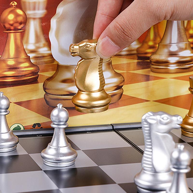 Magnetic Chess Foldable Chess Board Puzzle Chess Game Toy Chess Chess Training Equipment Portable Chess Set 4812A