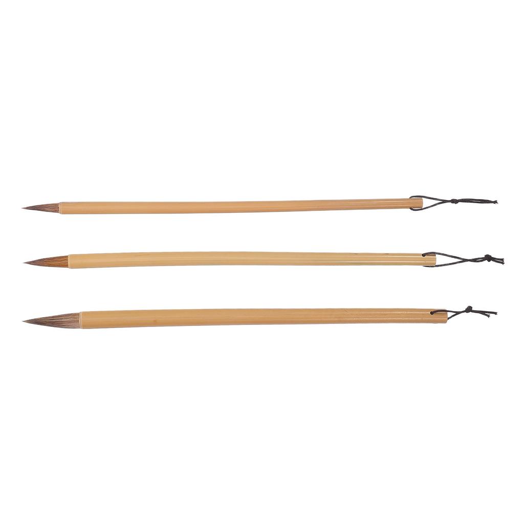 3Pcs Chinese Calligraphy Brush Set Bamboo Handle Wolf Hair Ink Painting Brushes for Calligraphy Drawing Japanese Watercolor Art