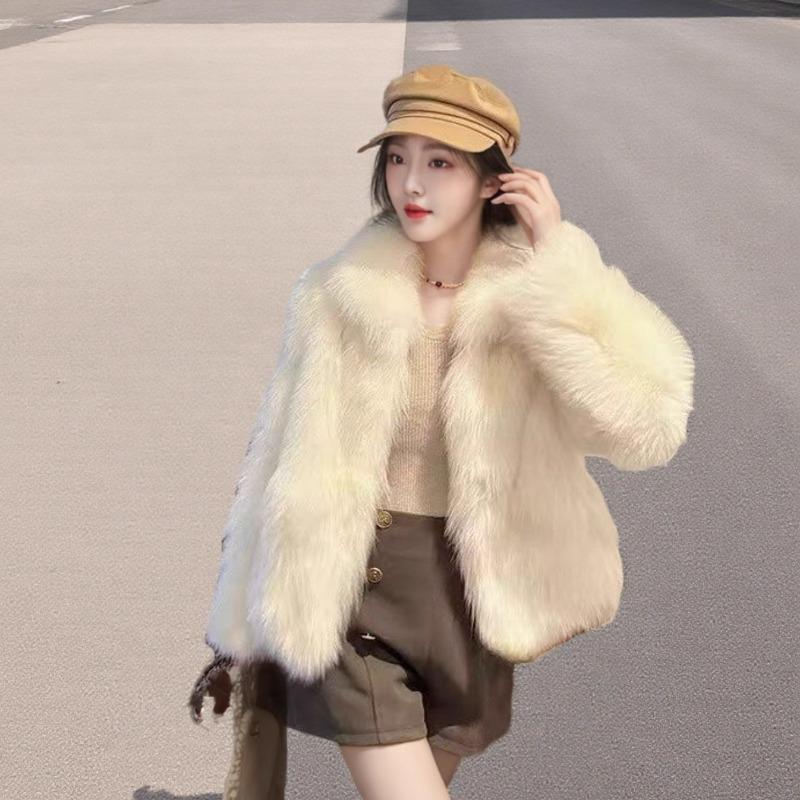 Winter New Imitation Fox Fur Coat Women's Thousand Gold Wind Coat Padded Cotton Artificial Fur Imitation Mink Top