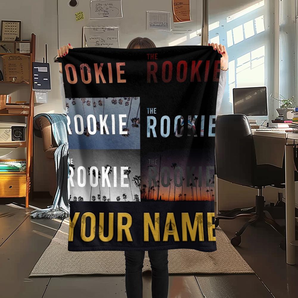 1PC Custom Name The Rookie Patterned Flannel Blanket Suitable For All Seasons for Home Decor Warmth and Comfort Gifts Holiday Present