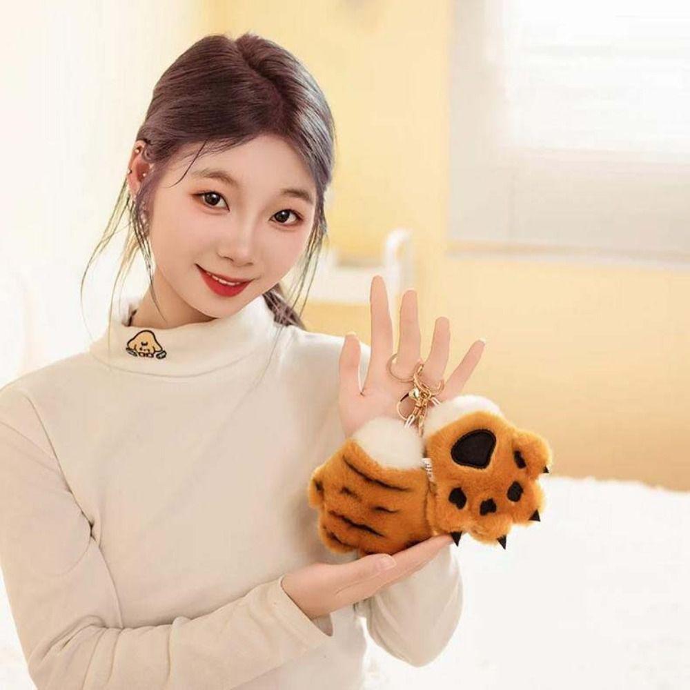 Claw Plush Tiger Claw Plush Pendant Stuffed Keychain Tiger Plush Toy Keyrings Accessories