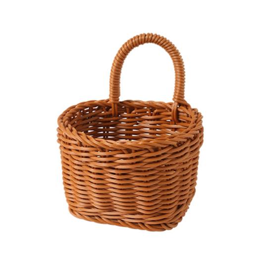 Handwoven Storage Basket Boho Hanging Basket with Handle Rustic Storage Basket for Flowers Fruits Vegetables Kitchen Produce