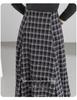 Xin Ge Plaid High Waist Fishtail A-line Skirt – Korean Style Long, Irregular Cut