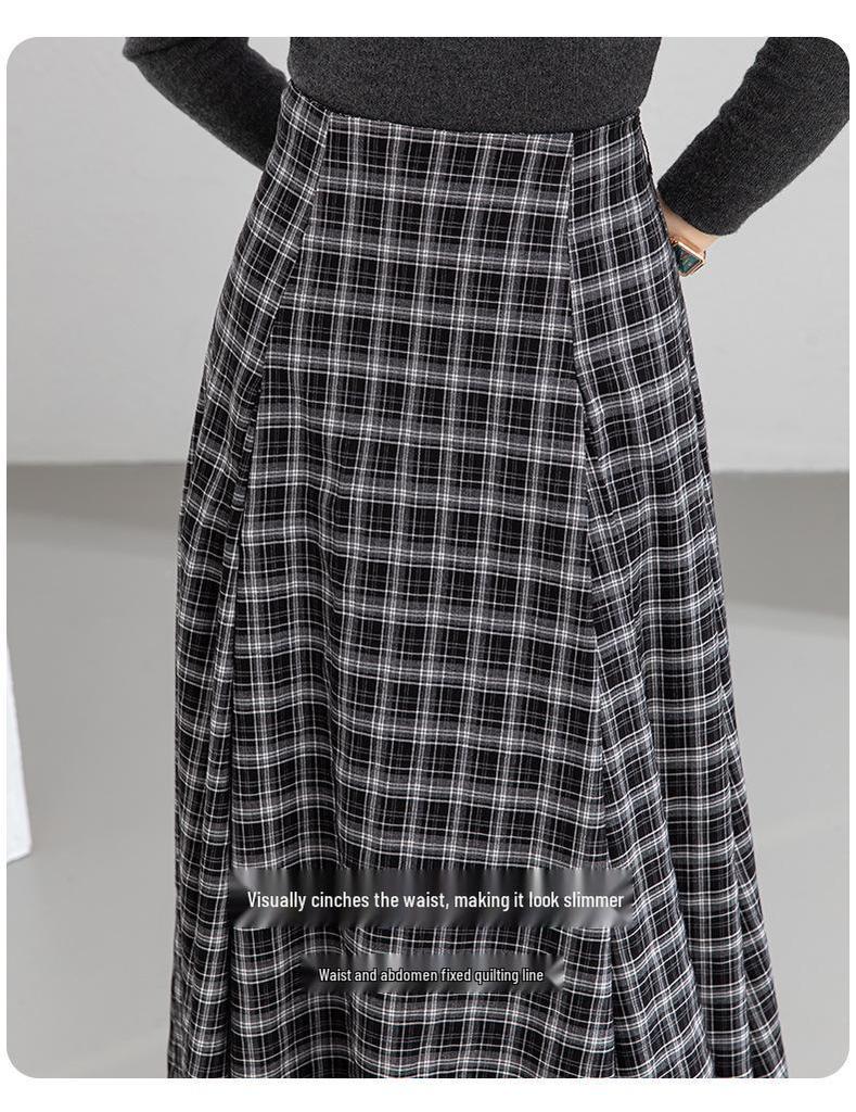 Xin Ge Plaid High Waist Fishtail A-line Skirt – Korean Style Long, Irregular Cut