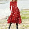 Women's Fashion Casual Christmas Printed Round Neck Pullover Slim Fitting Long Sleeve Dress