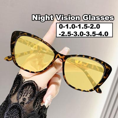 Lunettes de Myopie Tendance Vision Nocturne Homme Femme Unisexe Anti-Éblouissement Ultralégères Lunettes de Vue Mode Verres Jaunes Lunettes de Conduite