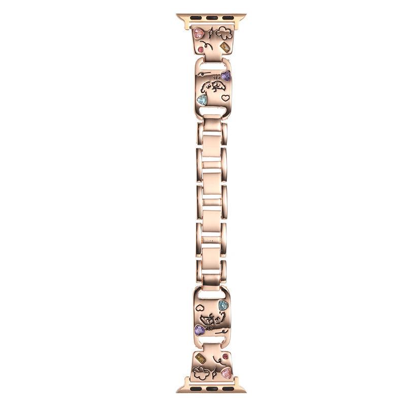 Suitable For S10 Generation Apple Watch Iwatch9 Strap Cute Puppy Colored Diamond Metal Applewatch87Se