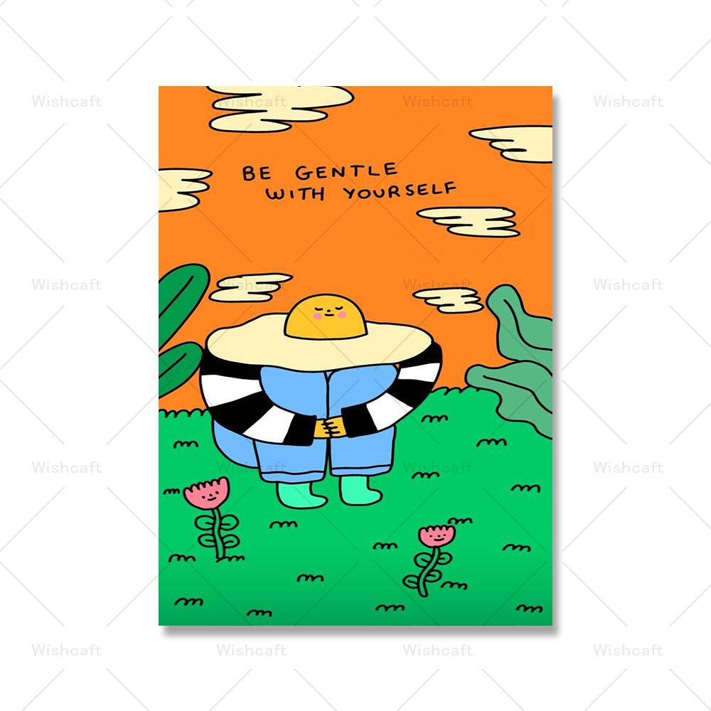 Vintage Print Artwork Hippie Your Self Quote Wall Art Canvas Painting 70s Retro Color Poster Girly Bed Room Home Decor Pictures