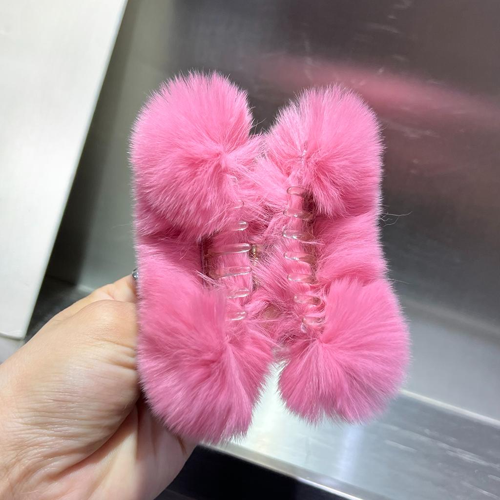 Real Rex Rabbit Hair Small Grab Clip Female Autumn and Winter Hairy Back Head Disc Claw Internet Celebrity Shark Clip Headgear Hairpin